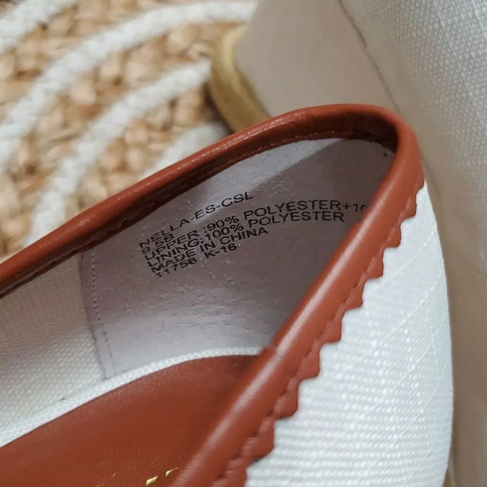 Lauren by Ralph Lauren Nella Espadrille Wedge Sandals White/Tan 9.5B
